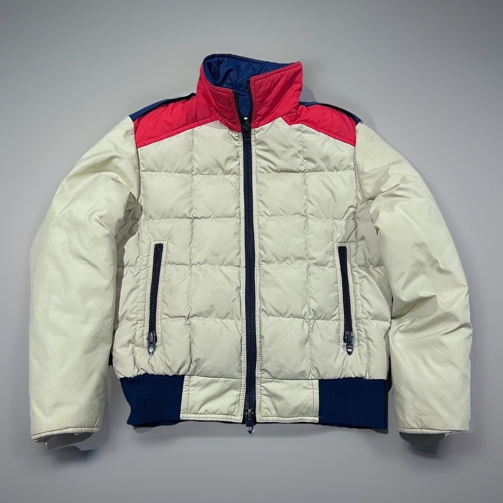 Vintage Slalom Mens White Full Zip Goose Down Filled Admiral Parka Jacket Size M